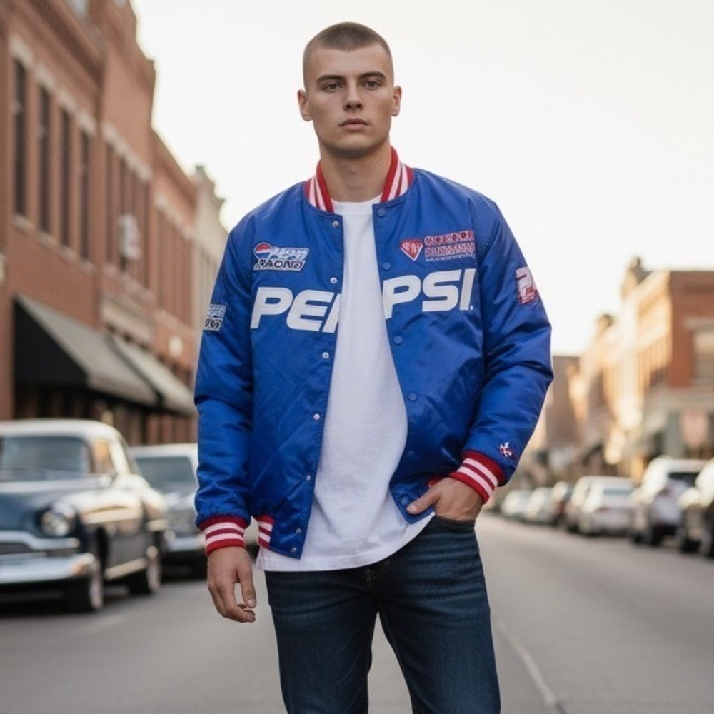 VTG Chase Authentics NASCAR Pepsi Racing Jeff Gordon no 24 Bomber Jacket Blue XL